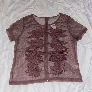 Charlotte Russe mesh and lace, zipper back top